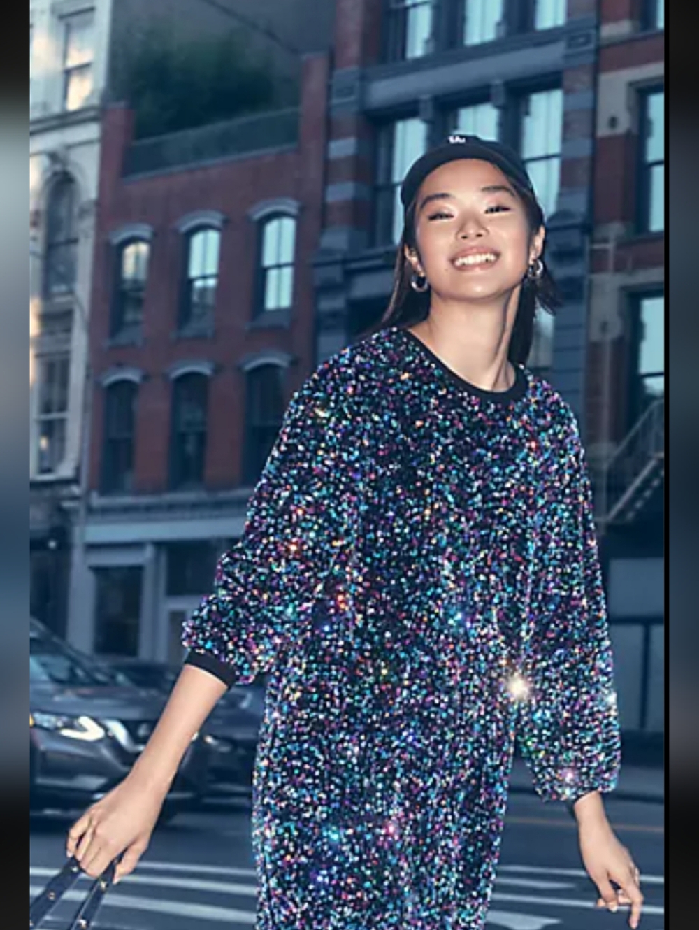 Anthropologie Sparkling Multicolor Sequin Sweatshirt Mini Dress - Picture 2 of 15